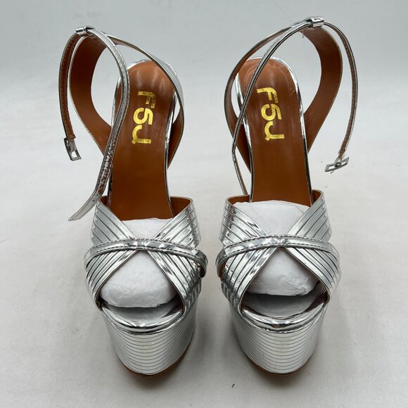 FSJ Metallic Silver High Heel Sandals - Picture 3 of 8